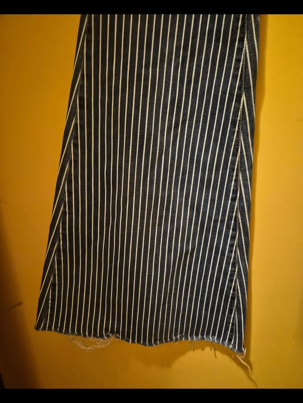 Judy Blue High Waist Super Flare with Pinstripes and a Raw Hem Bellbottoms